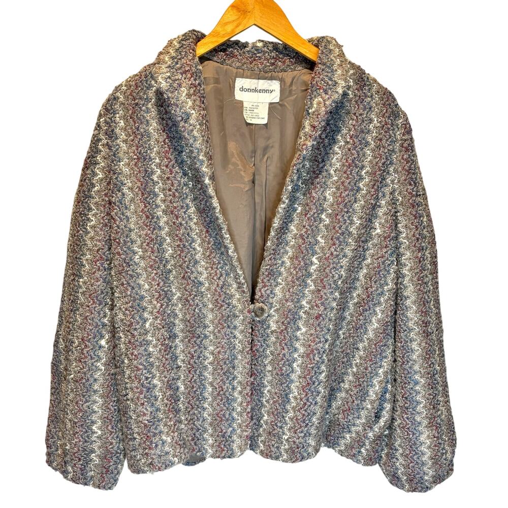 Vintage Donnkenny Textured Stripe Wool Blend Blazer Jacket - size 16